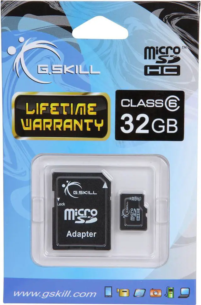 Main image of G.SKILL 32GB MicroSD Flash Card w/ SD Adapter Model FF-TSDG32GA-C6P