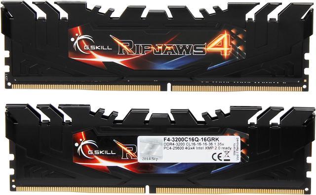 Ripjaws Series 16GB (4 x 4GB) DDR4 3200 (PC4 25600) Desktop  Memory Model F4-3200C16Q-16GRK Desktop Memory