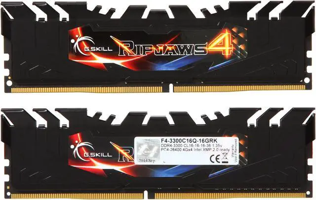 Alt view image 2 of 3 - G.SKILL Ripjaws 4 Series 16GB (4 x 4GB) DDR4 3300 (PC4 26400) Desktop Memory Model F4-3300C16Q-16GRK