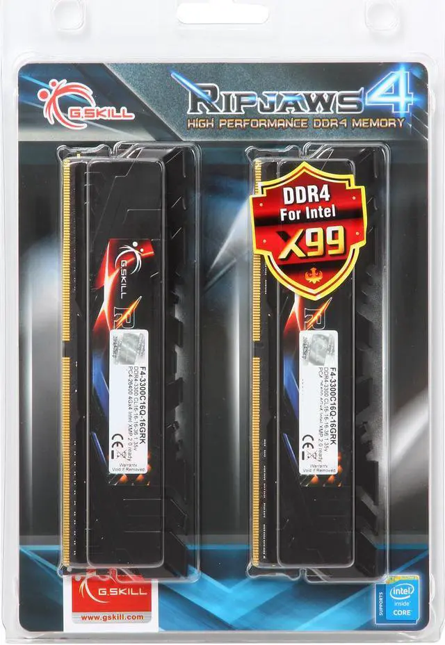 Alt view image 3 of 3 - G.SKILL Ripjaws 4 Series 16GB (4 x 4GB) DDR4 3300 (PC4 26400) Desktop Memory Model F4-3300C16Q-16GRK