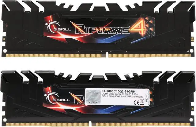 Alt view image 2 of 3 - G.SKILL Ripjaws 4 Series 64GB (8 x 8GB) DDR4 2800 (PC4 22400) Desktop Memory Model F4-2800C15Q2-64GRK