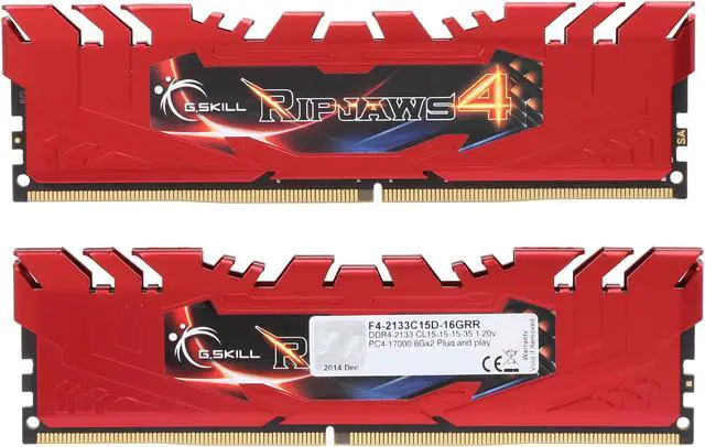 Alt view image 2 of 3 - G.SKILL Ripjaws 4 Series 16GB (2 x 8GB) DDR4 2133 (PC4 17000) Memory Kit Model F4-2133C15D-16GRR