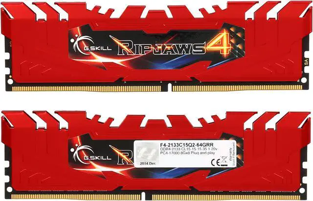 Alt view image 2 of 3 - G.SKILL Ripjaws 4 Series 64GB (8 x 8GB) DDR4 2133 (PC4 17000) Memory Kit Model F4-2133C15Q2-64GRR