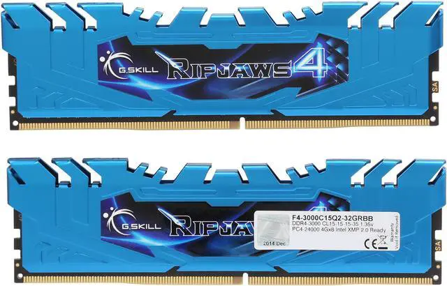 Alt view image 2 of 3 - G.SKILL Ripjaws 4 Series 32GB (8 x 4GB) DDR4 3000 (PC4 24000) Memory Kit Model F4-3000C15Q2-32GRBB