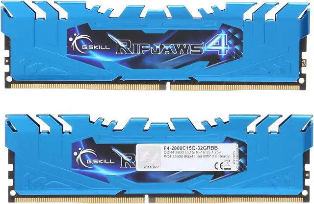 Alt view image 2 of 3 - G.SKILL Ripjaws 4 Series 32GB (4 x 8GB) DDR4 2800 (PC4 22400) Memory Kit Model F4-2800C15Q-32GRBB