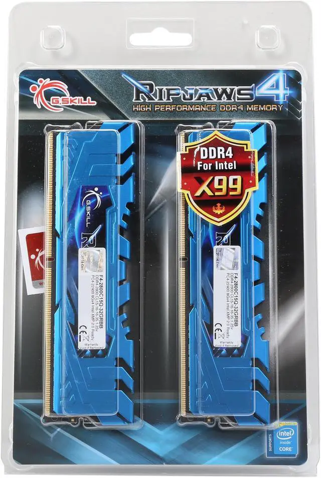 Alt view image 3 of 3 - G.SKILL Ripjaws 4 Series 32GB (4 x 8GB) DDR4 2800 (PC4 22400) Memory Kit Model F4-2800C15Q-32GRBB