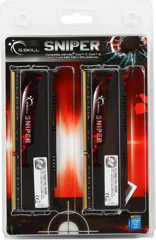 Alt view image 3 of 3 - G.SKILL Sniper Series 16GB (2 x 8GB) DDR3 1600 (PC3 12800) Memory Model F3-1600C10D-16GSR