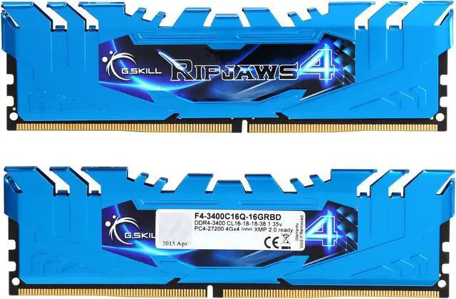 Alt view image 2 of 7 - G.SKILL Ripjaws 4 Series 16GB (4 x 4GB) DDR4 3400 (PC4 27200) Extreme Performance Desktop Memory Model F4-3400C16Q-16GRBD