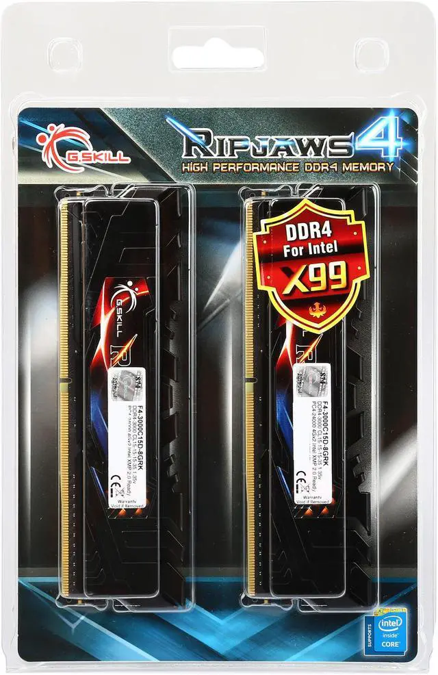 Alt view image 3 of 3 - G.SKILL Ripjaws 4 Series 8GB (2 x 4GB) DDR4 3000 (PC4 24000) Extreme Performance Memory Model F4-3000C15D-8GRK