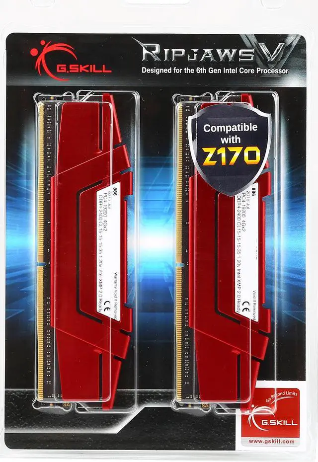 Alt view image 5 of 5 - G.SKILL Ripjaws V Series 8GB (2 x 4GB) 288-Pin PC RAM DDR4 2400 (PC4 19200) Desktop Memory Model F4-2400C15D-8GVR