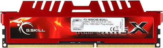 Alt view image 2 of 3 - G.SKILL Ripjaws X Series 8GB DDR3L 1600 (PC3L 12800) Desktop Memory Model F3-1600C9S-8GXLL