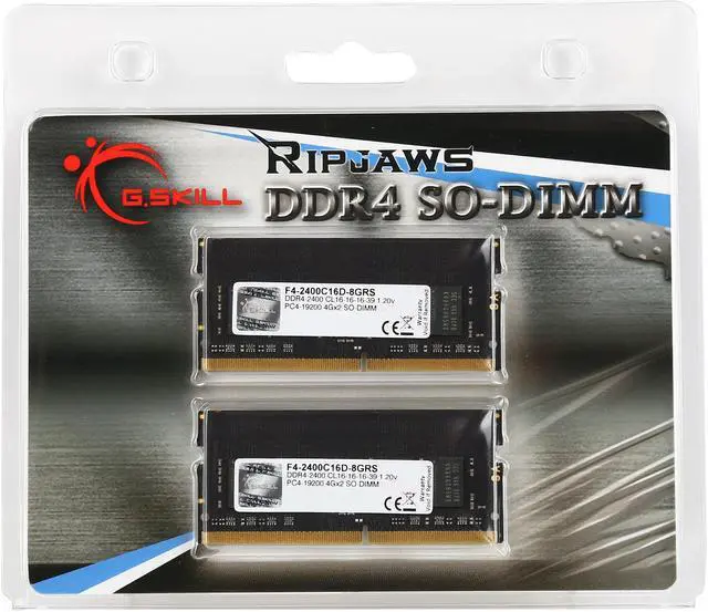 Alt view image 3 of 3 - G.SKILL Ripjaws Series 8GB (2 x 4GB) 260-Pin DDR4 SO-DIMM DDR4 2400 (PC4 19200) Laptop Memory Model F4-2400C16D-8GRS