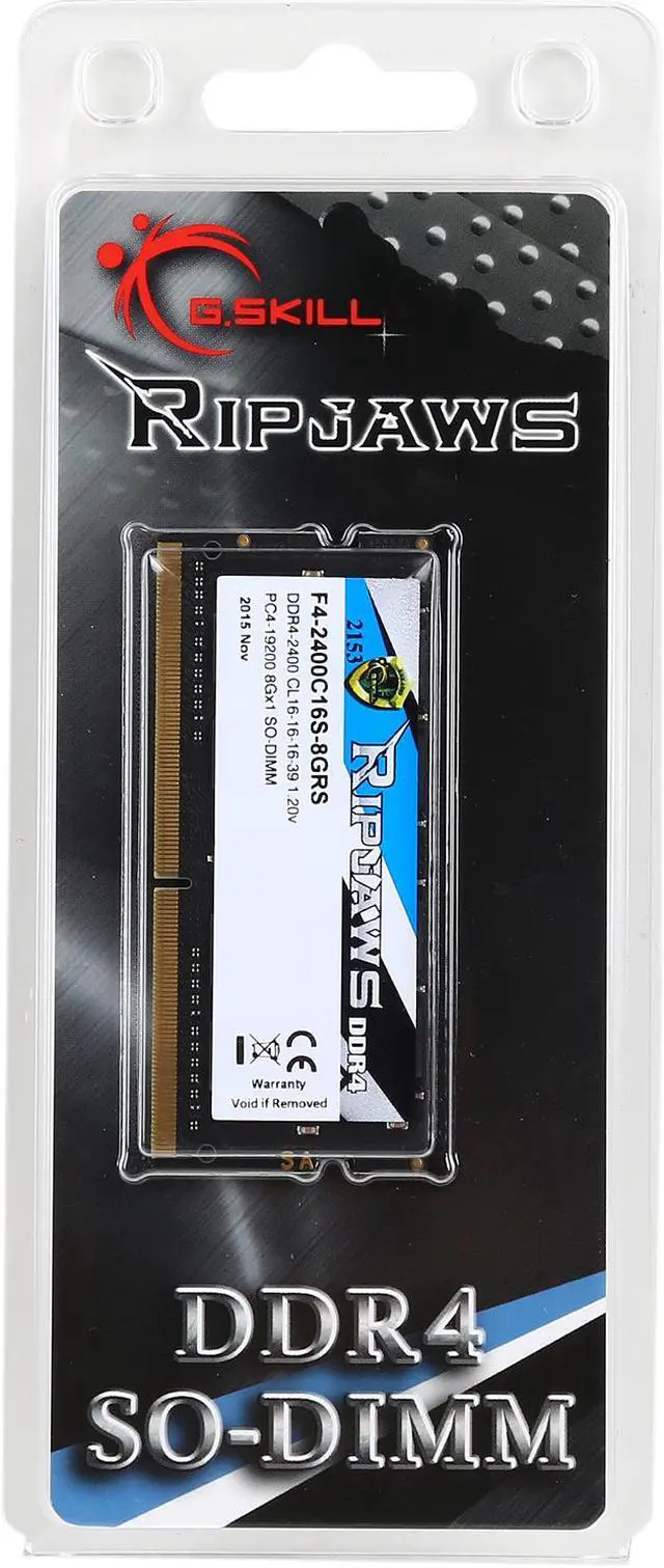Alt view image 3 of 3 - G.SKILL Ripjaws Series 8GB 260-Pin DDR4 SO-DIMM DDR4 2400 (PC4 19200) Laptop Memory Model F4-2400C16S-8GRS