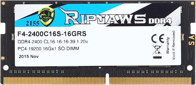 G.SKILL Ripjaws Series 32GB (2 x 16GB) 260-Pin DDR4 SO-DIMM DDR4 2400 (PC4  19200) Laptop Memory Model F4-2400C16D-32GRS