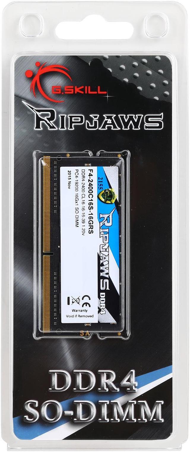 G.Skill Ripjaws - DDR4 - module - 16 Go - SO DIMM 260 broches - 2400 MHz /  PC4-19200 - CL16 - 1.2 V - mémoire sans tampon - non ECC