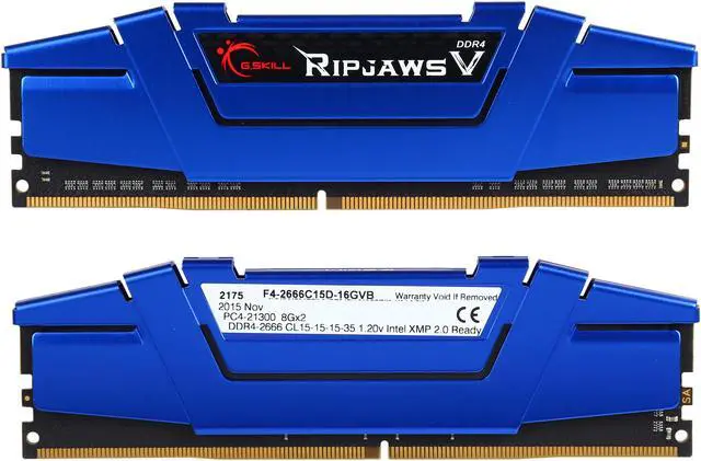 Alt view image 2 of 3 - G.SKILL Ripjaws V Series 16GB (2 x 8GB) DDR4 2666 (PC4 21300) Desktop Memory Model F4-2666C15D-16GVB