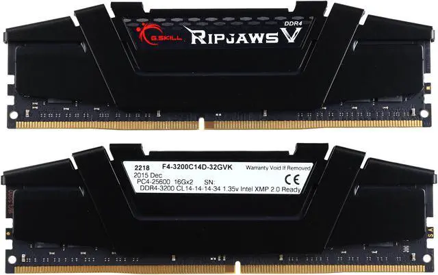 Alt view image 2 of 3 - G.SKILL Ripjaws V Series 32GB (2 x 16GB) DDR4 3200 (PC4 25600) Desktop Memory Model F4-3200C14D-32GVK