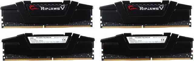 Alt view image 2 of 3 - G.SKILL Ripjaws V Series 64GB (4 x 16GB) DDR4 3200 (PC4 25600) Desktop Memory Model F4-3200C14Q-64GVK