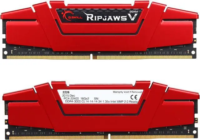 Alt view image 2 of 3 - G.SKILL Ripjaws V Series 32GB (2 x 16GB) DDR4 3000 (PC4 24000) Desktop Memory Model F4-3000C14D-32GVR