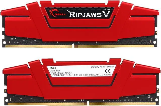 Alt view image 2 of 3 - G.SKILL Ripjaws V Series 64GB (4 x 16GB) DDR4 3200 (PC4 25600) Desktop Memory Model F4-3200C14Q-64GVR