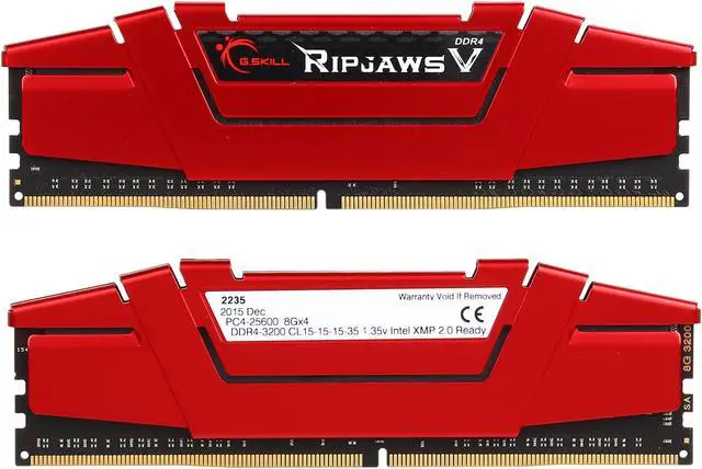 Alt view image 2 of 3 - G.SKILL Ripjaws V Series 32GB (4 x 8GB) DDR4 3200 (PC4 25600) Desktop Memory Model F4-3200C15Q-32GVR