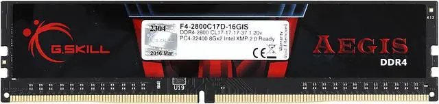Alt view image 2 of 3 - G.SKILL Aegis 16GB (2 x 8GB) DDR4 2800 (PC4 22400) Memory Kit Model F4-2800C17D-16GIS