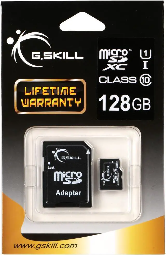 Alt view image 3 of 3 - G.Skill 128GB microSDXC UHS-I/U1 Class 10 Memory Card with Adapter (FF-TSDXC128GA-U1)