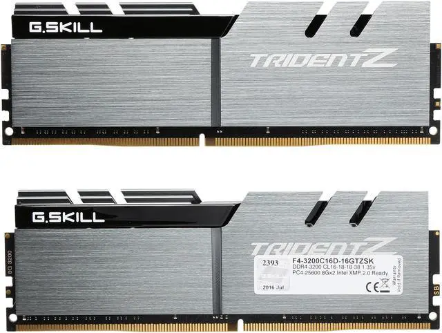 Alt view image 2 of 3 - G.SKILL TridentZ Series 16GB (2 x 8GB) DDR4 3200 (PC4 25600) Desktop Memory Model F4-3200C16D-16GTZSK