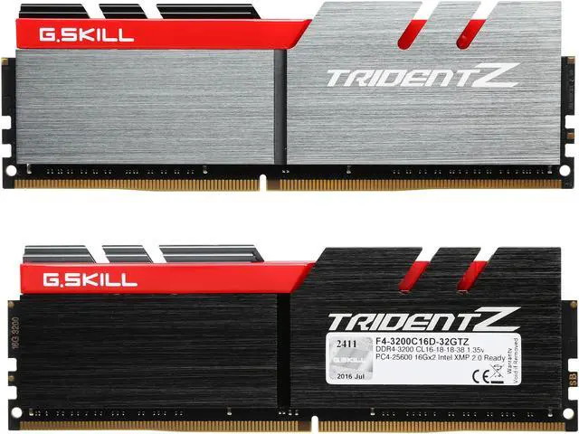Alt view image 2 of 3 - G.SKILL TridentZ Series 32GB (2 x 16GB) DDR4 3200 (PC4 25600) Memory (Desktop Memory) Model F4-3200C16D-32GTZ