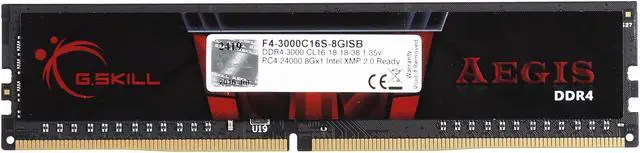 Alt view image 2 of 3 - G.SKILL Aegis 8GB 288-Pin PC RAM DDR4 3000 (PC4 24000) Desktop Memory Model F4-3000C16S-8GISB