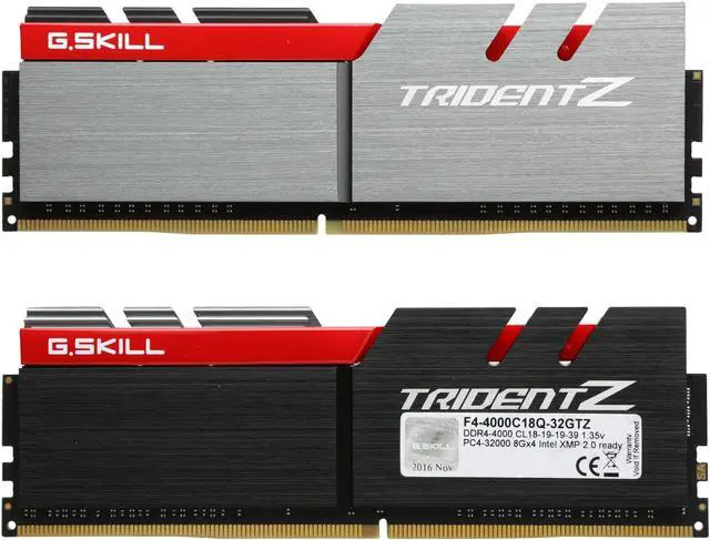 Alt view image 2 of 3 - G.SKILL TridentZ Series 32GB (4 x 8GB) DDR4 4000 (PC4 32000) Desktop Memory Model F4-4000C18Q-32GTZ
