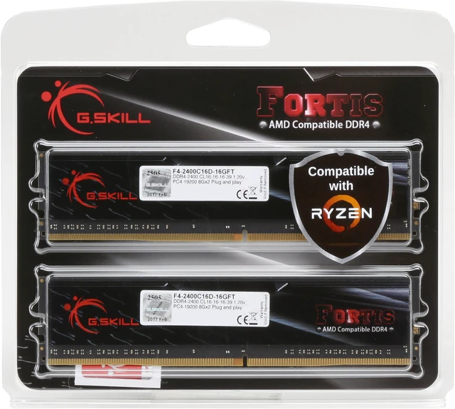 Alt view image 3 of 3 - G.SKILL FORTIS (for AMD) 16GB (2 x 8GB) DDR4 2400 (PC4 19200) Desktop Memory Model F4-2400C16D-16GFT