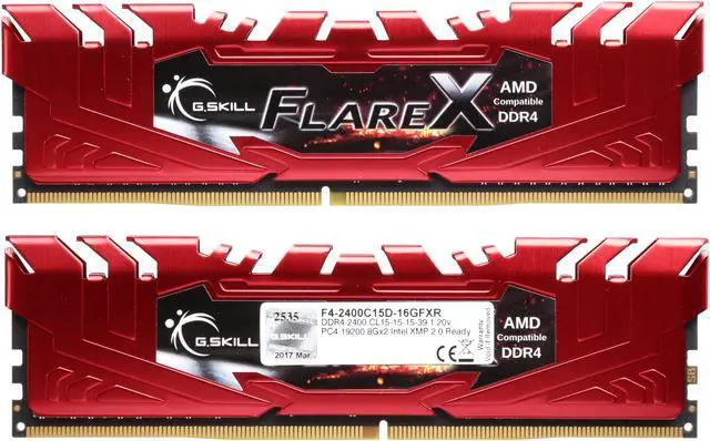 Alt view image 2 of 3 - G.SKILL Flare X (for AMD) 16GB (2 x 8GB) DDR4 2400 (PC4 19200) Memory (Desktop Memory) Model F4-2400C15D-16GFXR