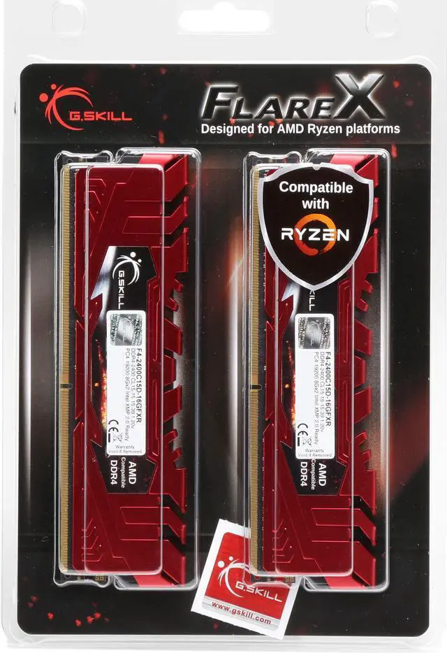 Alt view image 3 of 3 - G.SKILL Flare X (for AMD) 16GB (2 x 8GB) DDR4 2400 (PC4 19200) Memory (Desktop Memory) Model F4-2400C15D-16GFXR