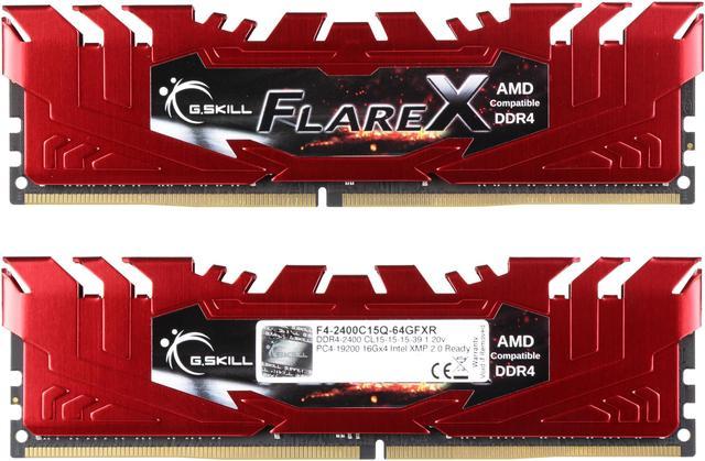 G.SKILL Flare X Series 64GB (4 x 16GB) DDR4 2400 (PC4 19200) Memory  (Desktop Memory) Model F4-2400C15Q-64GFXR