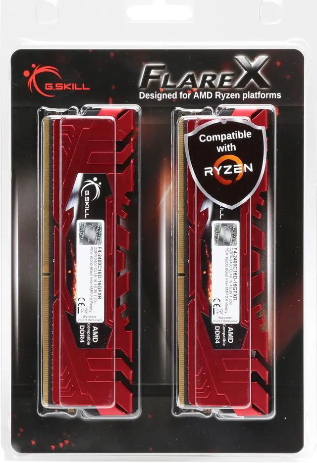 Alt view image 3 of 3 - G.SKILL Flare X Series 16GB (2 x 8GB) DDR4 2400 (PC4 19200) Memory (Desktop Memory) Model F4-2400C16D-16GFXR