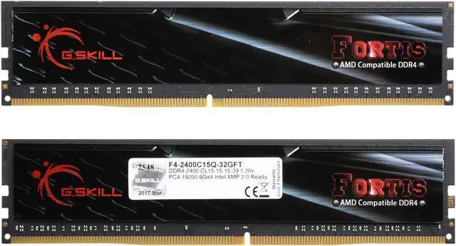 Alt view image 2 of 3 - G.SKILL FORTIS Series 32GB (4 x 8GB) DDR4 2400 (PC4 19200) Memory (Desktop Memory) Model F4-2400C15Q-32GFT