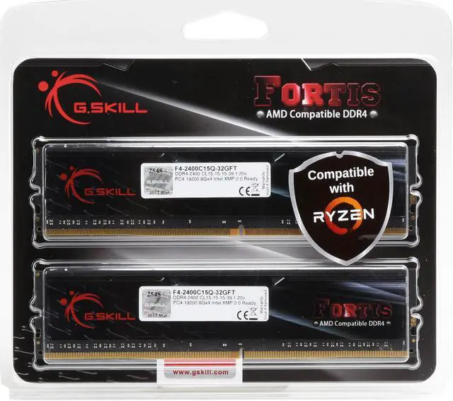 Alt view image 3 of 3 - G.SKILL FORTIS Series 32GB (4 x 8GB) DDR4 2400 (PC4 19200) Memory (Desktop Memory) Model F4-2400C15Q-32GFT