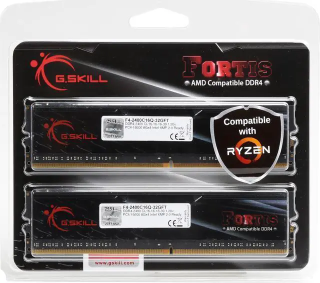 Alt view image 3 of 3 - G.SKILL FORTIS Series 32GB (4 x 8GB) DDR4 2400 (PC4 19200) Memory (Desktop Memory) Model F4-2400C16Q-32GFT