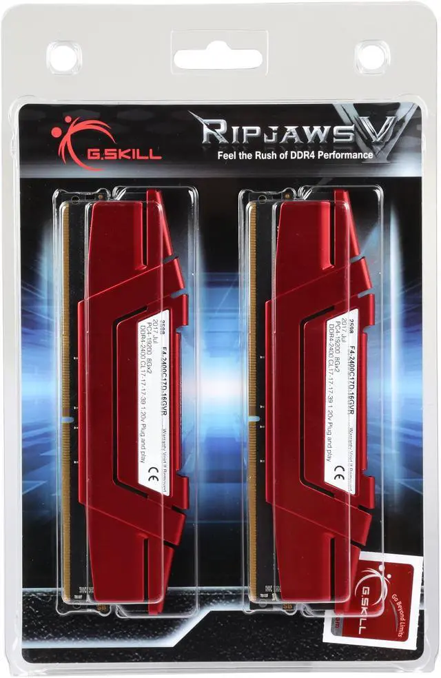 Alt view image 2 of 2 - G.SKILL Ripjaws V Series 16GB (2 x 8GB) 288-Pin DDR4 SDRAM DDR4 2400 (PC4 19200) Desktop Memory Model F4-2400C17D-16GVR
