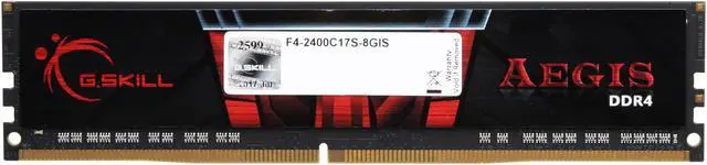 Alt view image 2 of 3 - G.SKILL Aegis 8GB DDR4 2400 (PC4 19200) Desktop Memory Model F4-2400C17S-8GIS