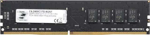 Alt view image 2 of 4 - G.SKILL Value 8GB DDR4 2400 (PC4 19200) Desktop Memory Model F4-2400C17S-8GNT