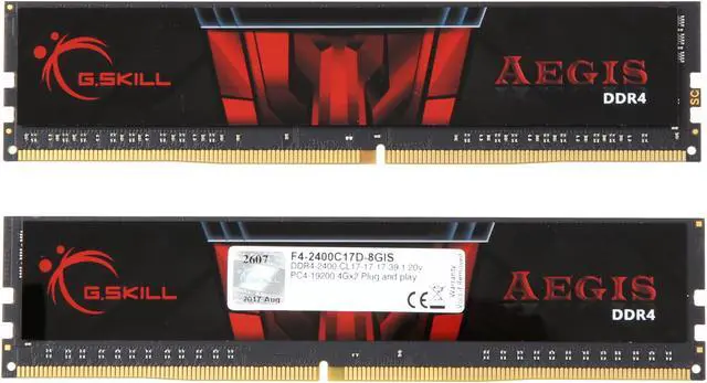 Alt view image 2 of 3 - G.SKILL Aegis 8GB (2 x 4GB) 288-Pin PC RAM DDR4 2400 (PC4 19200) Desktop Memory Model F4-2400C17D-8GIS