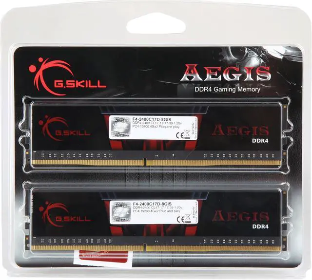 Alt view image 3 of 3 - G.SKILL Aegis 8GB (2 x 4GB) 288-Pin PC RAM DDR4 2400 (PC4 19200) Desktop Memory Model F4-2400C17D-8GIS
