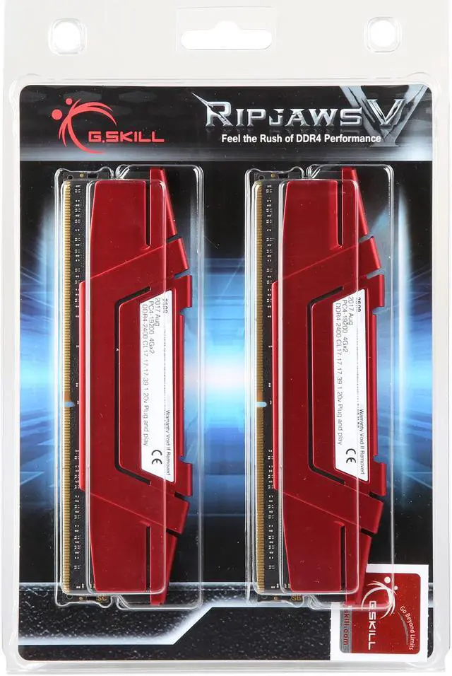 Alt view image 3 of 3 - G.SKILL Ripjaws V Series 8GB (2 x 4GB) 288-Pin DDR4 SDRAM DDR4 2400 (PC4 19200) Desktop Memory Model F4-2400C17D-8GVR