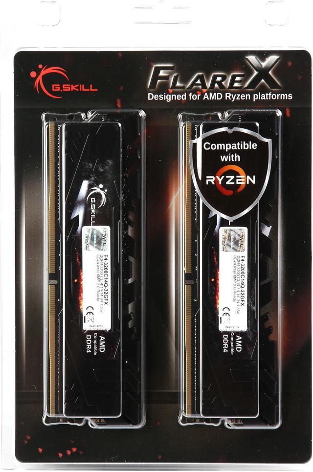 G.SKILL Flare X Series 32GB (4 x 8GB) DDR4 3200 (PC4 25600) Desktop Memory  Model F4-3200C14Q-32GFX