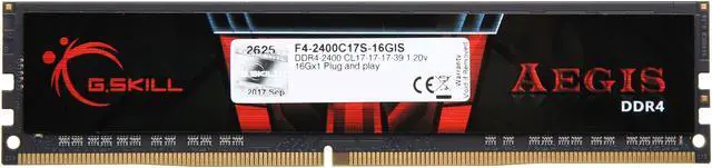 Alt view image 2 of 3 - G.SKILL Aegis 16GB 288-Pin PC RAM DDR4 2400 (PC4 19200) Desktop Memory Model F4-2400C17S-16GIS