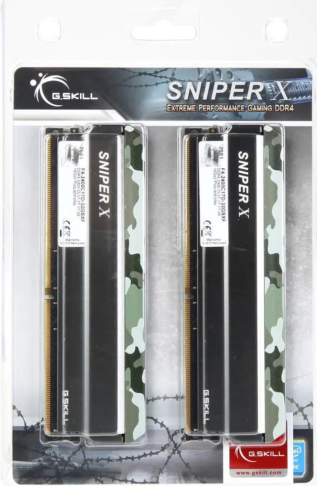 Alt view image 4 of 4 - G.SKILL Sniper X Series 32GB (2 x 16GB) DDR4 2400 (PC4 19200) Desktop Memory Model F4-2400C17D-32GSXF