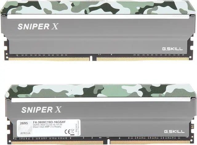 Alt view image 3 of 4 - G.SKILL Sniper X Series 16GB (2 x 8GB) DDR4 3600 (PC4 28800) Desktop Memory Model F4-3600C19D-16GSXF