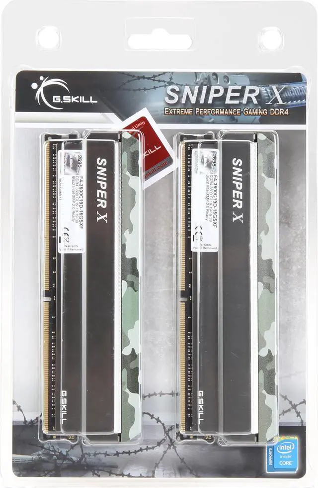 Alt view image 4 of 4 - G.SKILL Sniper X Series 16GB (2 x 8GB) DDR4 3600 (PC4 28800) Desktop Memory Model F4-3600C19D-16GSXF